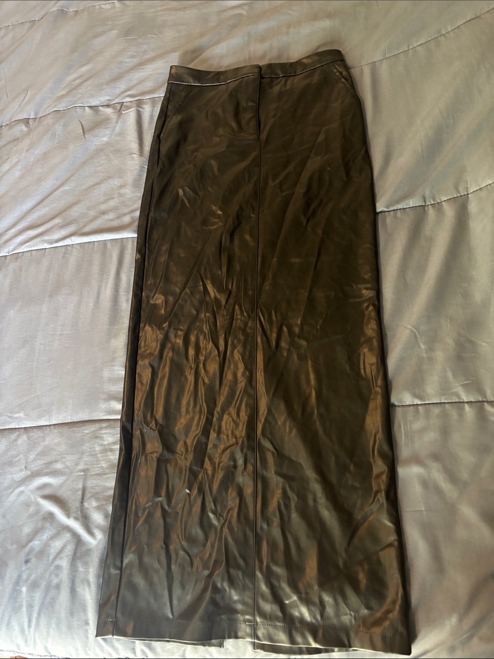 Zara Women's Black Faux Leather Maxi Skirt sz xs